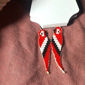 Handmade beaded parakeet earrings